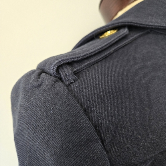 Juicy Couture Y2K Navy Peacoat, Branded Gold Buttons. Nautical Lining. Size L - Picture 9 of 15